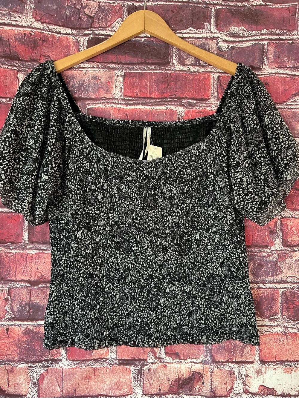 Anthropologie Aurelia Smocked Floral Puff Sleeve Top